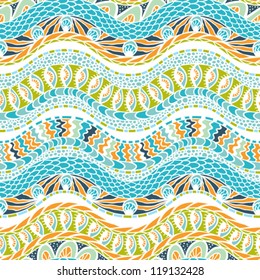 Colorful ethnicity ornament, vector seamless pattern.