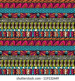 Colorful ethnicity ornament, vector seamless pattern.