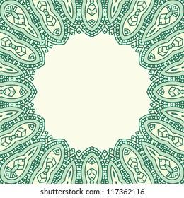 Colorful ethnicity round ornament, mosaic vector stained glass