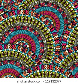 Colorful ethnicity round ornament,  vector seamless pattern.