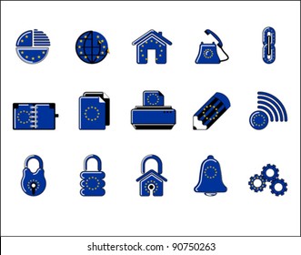 colorful EU Web Site & Internet icon set, VECTOR
