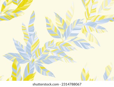 Colorful eucalyptus foliage endless pattern design. Bright floral summer fashion fabric print. Paradise bush branch leaves seamless pattern. Exotic flora elements.