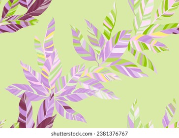 Colorful eucalyptus leafage seamless pattern design. Trendy floral summer dress fabric print. Hawaiian tree branch leaves repeat pattern. Nature elements background.