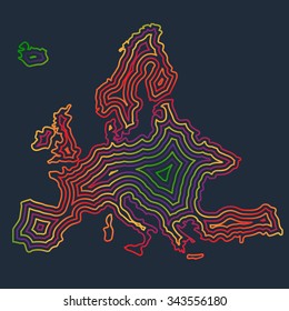 Colorful Europe made by strokes, vector
