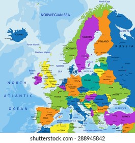 Europe Map Detailed Stock Vector (Royalty Free) 263936066