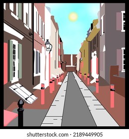 Colorful European Alley at Noon