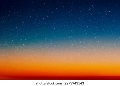 Colorful evening sky. Starry night. Orange blue natural background