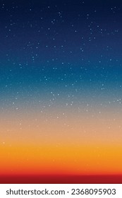 Colorful evening sky. Starry night. Orange blue natural background