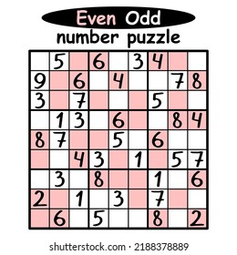 Colorful Even-Odd sudoku for children vector illustration