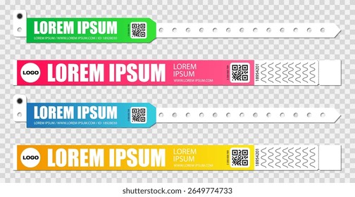Pulseras coloridas del acontecimiento con el código de QR y el diseño de la marca