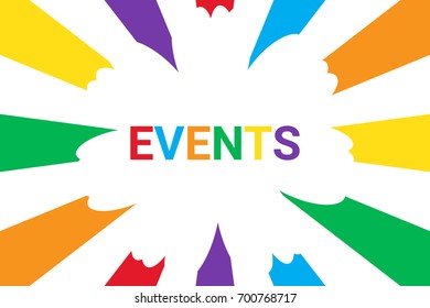 Colorful Events With Sunburst Pattern Background. Vector Illustration