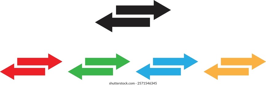 Colorful exchange arrows icon set in different colors . Data transfer icon . Vector illustration