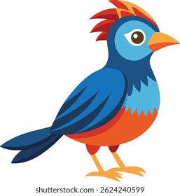 Colorful Exotic Bird Vector Illustration on White Background 