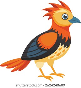 Colorful Exotic Bird Vector Illustration on White Background 