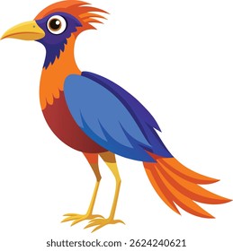 Colorful Exotic Bird Vector Illustration on White Background 