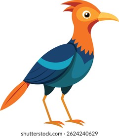 Colorful Exotic Bird Vector Illustration on White Background 