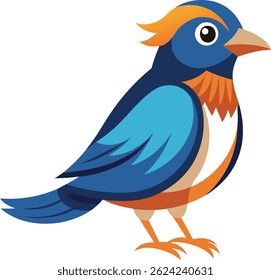 Colorful Exotic Bird Vector Illustration on White Background 