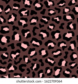 Colorful exotic leopard fur seamless pattern. Wild animal print design. Vector wallpaper.