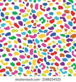 Colorful exotic seamless pattern with bright shapes in vector
