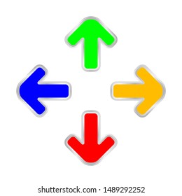 colorful expand arrow isolated on white, arrows pointing out in a square shape, expand arrow icon for resizes, drag arrow for all direction app, arrows pointer cursor of mouse symbol, expanding icon