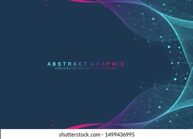 Colorful expansion of life background with connected lines and dots, wave flow. Visualization lines plexus expansion of life technology. Abstract graphic background, motion burst, vector illustration