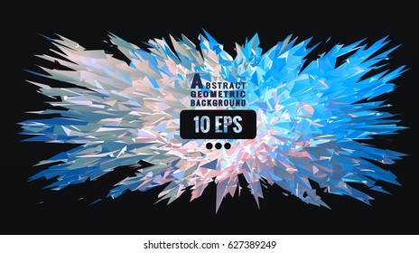 Colorful explode polygonal form for text layout on dark background