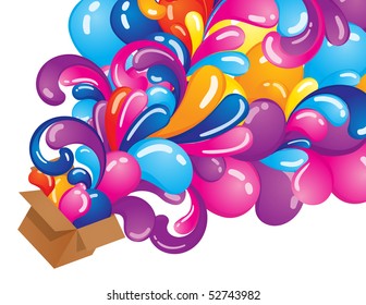 Colorful explosion from a box