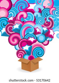 Colorful explosion from box