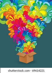 Colorful explosion from box