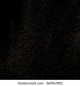 Colorful explosion of confetti. Colored stains and blots. Grainy abstract  colorful texture isolated on black background.  Vector illustration,eps 10.