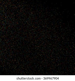 Colorful explosion of confetti. Colored stains and blots. Grainy abstract  colorful texture isolated on black background.  Vector illustration,eps 10.