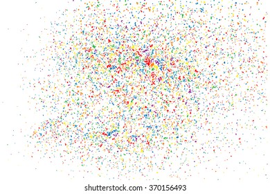 Colorful explosion of confetti. Colored stains and blots. Grainy abstract  colorful texture isolated on white background.  Vector illustration,eps 10.