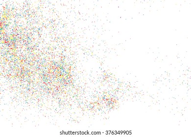 Colorful explosion of confetti. Colored stains and blots. Grainy abstract  colorful texture isolated on white background.  Vector illustration,eps 10.