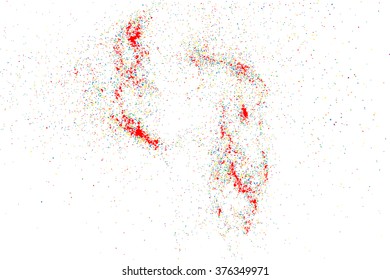 Colorful explosion of confetti. Colored stains and blots. Grainy abstract  colorful texture isolated on white background.  Vector illustration,eps 10.