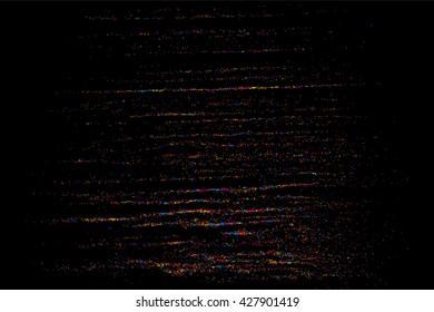 Colorful explosion of confetti. Colored stains and blots. Grainy abstract  colorful texture isolated on black background.  Vector illustration,eps 10.
