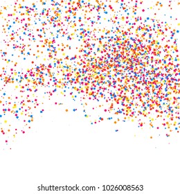 Colorful explosion of confetti. Grainy abstract  multicolored texture isolated on white background. Flat design element. Vector illustration,eps 10.