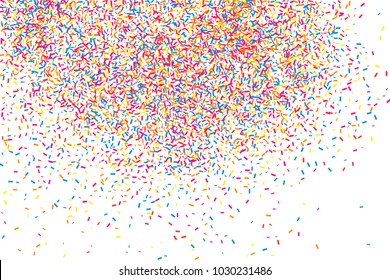 Colorful explosion of confetti. Grainy abstract  multicolored texture isolated on white background. Flat design element. Vector illustration,eps 10.