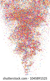 Colorful explosion of confetti. Grainy abstract  multicolored texture isolated on white background. Flat design element. Vector illustration,eps 10.