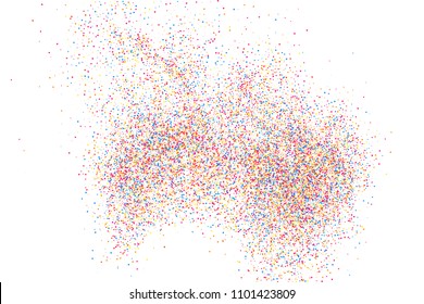 Colorful explosion of confetti. Grainy abstract  multicolored texture isolated on white background. Flat design element. Vector illustration,eps 10.