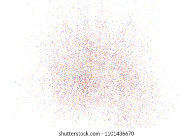 Colorful explosion of confetti. Grainy abstract  multicolored texture isolated on white background. Flat design element. Vector illustration,eps 10.