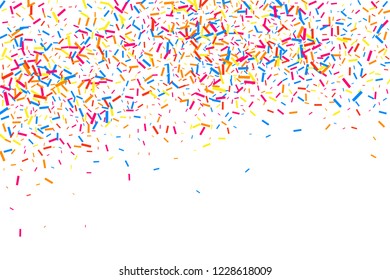 Colorful Explosion Of Confetti. Grainy Abstract Multicolored Texture Isolated On White Background. Flat Design Element. Vector Illustration, Eps 10.