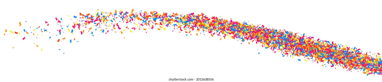 Colorful Explosion Of Confetti. Grainy Abstract Multicolored Texture Isolated On White. Panoramic Background. Wide Horizontal Long Banner For Site. Vector Illustration, Eps 10.  