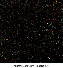 Colorful explosion of confetti. Grainy abstract  colorful texture on a black background. Design element. Vector illustration,eps 10.