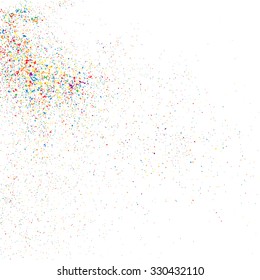 Colorful explosion of confetti. Grainy abstract  colorful texture on a white background. Design element. Vector illustration,eps 10.