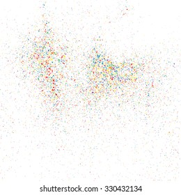 Colorful explosion of confetti. Grainy abstract  colorful texture on a white background. Design element. Vector illustration,eps 10.
