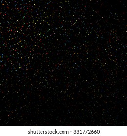 Colorful explosion of confetti. Grainy abstract  colorful texture on a black background. Design element. Vector illustration,eps 10.