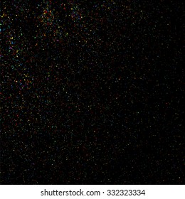 Colorful explosion of confetti. Grainy abstract  colorful texture on a black background. Design element. Vector illustration,eps 10.