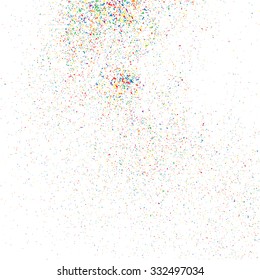 Colorful explosion of confetti. Grainy abstract  colorful texture on a white background. Design element. Vector illustration,eps 10.