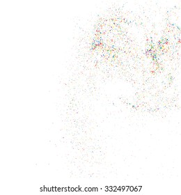 Colorful explosion of confetti. Grainy abstract  colorful texture on a white background. Design element. Vector illustration,eps 10.