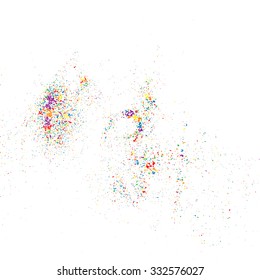 Colorful explosion of confetti. Grainy abstract  colorful texture on a white background. Design element. Vector illustration,eps 10.